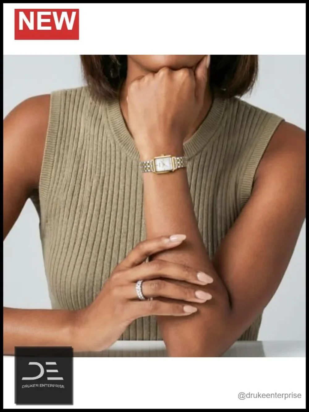 Rectangular Two Tone Stainless Steel Bracelet Watch